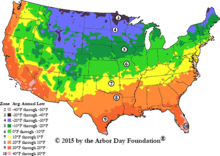 USDA hardiness zone map