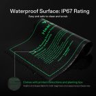 A waterproof, flexible black mat with droplets of water, labeled for heat mat usage with printed instructions and ip67 rating.