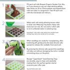 Illustrated guide showing four steps to grow seeds using burpee organic garden coir mix and seed starting cells. includes text descriptions and corresponding images for each step.