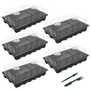 Gardzen 5-Set Seed Starter Tray Kits with Dome and Base (40-Cell Per Tray) - 5-Pack